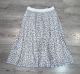 Grace & Karin Womens Pleated Midi Skirt Floral Cream Purple Elastic Waist‎ Large Photo 0