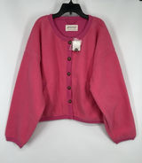 Free People Hug Me Sherpa Button Up Sweater Sangria Sunset Hot Pink Medium Photo 0