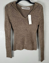 NEW SILENCE + NOISE Knit Hoodie Sweater Top Size Medium Taupe Tan Boho Beachy‎ Photo 0