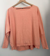 Eileen Fisher Medium Oversize Sleeve Tee Organic Cotton Pastel Orange Dolman Photo 0