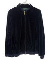 Lauren Ralph Lauren Black Velour‎ Full Zip Track Jacket Womens XL y2k bomber Photo 0