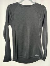 L.L. Bean Women's 100% Merino Wool Base Layer Long Sleeve Crewneck Top Charcoal Photo 0