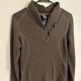 The North Face Women's Brown Sweater Shawl Collar Fleece Toggle Buttons Small Photo 0