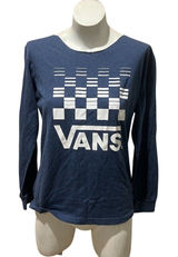 Vans Long Sleeve T-Shirt Unisex Size L Blue Checkerboard Logo Graphic Photo 0