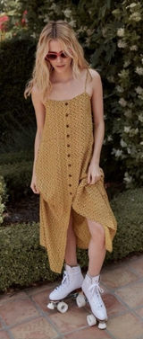 Faithfull the‎ Brand Raquel Yellow Floral Button Front Midi Dress 2 Photo 0