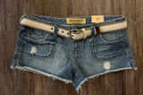 NWT Y2K Hint Jeans Distressed Denim Micro Jean Shorts Belt Sz 11 Photo 0