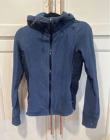 Abercrombie & Fitch Blue Full Zip Fleece Hoodie Quilted Panels Thumbholes Small Photo 0