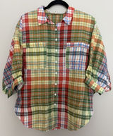 ANTHROPOLOGIE Pilcro Half-Sleeve Batwing Blouse Plaid Women's Size Medium Photo 0