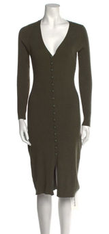 L'Agence Maci Button Duster Cardigan Ribbed Sweater Dress in ivy green Size XL Photo 0