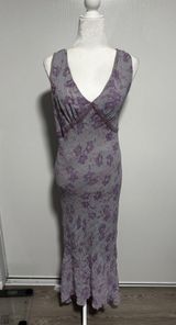 Vintage Johnathan Martin Studio Floral Maxi Dress Purple Gray size 14 Sleeveless Photo 0