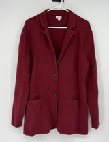 J.Crew Factory Sweater Blazer Women's XXL Burgundy Cotton Knit Fall Photo 0