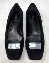 FENDI Vintage Jewel Suede Leather Square Toe Ballerina Ballet Flat Shoe Y2K 37.5 Photo 0