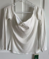 Halara White Ribbed Cowl Neck Long Sleeve Top‎ Medium NWT Photo 0