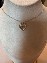Gold Heart Pendant Necklace with Crystal Accents - Women Jewelry Photo 0