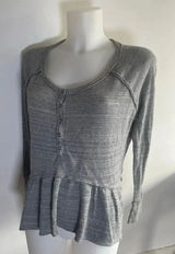 Free‎ People Coastline Thermal Henley Peplum Top Gray Marled 0019 Photo 0