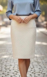 Ann Taylor Ivory Swift Dots Cotton Pencil Skirt Women Size 4 Preppy Academia Photo 0