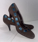 MASSIMO BALDI‎ ITALY Ribbon Brown Sueded LEATHER PUMPS HEELS Shoes Sz 9 B Photo 0