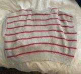 Pink striped short sleeve sweater Size M Photo 0