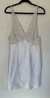 Gilligan &‎ O'Malley White Satin Lace Chemise Nightgown Mini Slip Dress Womens S Photo 0