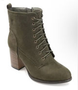 Journee‎ Collection Baylor Lace-Up Bootie Olive Faux Suede Block Heel Size 8 NIB Photo 0