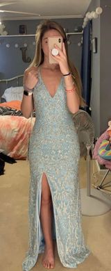 Baby Blue / Silver Sparkle Prom Dress Photo 0