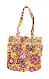 Vera Bradley Bali Gold Tote Quilt Yellow Pink Monogram S Photo 0