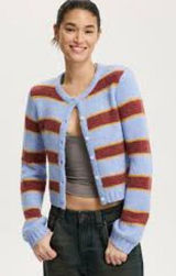 Cotton On Luxe Striped Crewneck Cardigan Photo 0