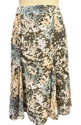 Jaclyn Smith L Abstract Gored Midi Skirt Olive Green Earthy Goblin Fairy Grunge Photo 0