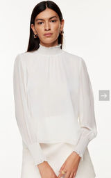 Aritzia Wilfred Women's Valencia Mock Neck‎ Blouse Top Light Birch Size Large Photo 0