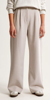 Abercrombie & Fitch NWT Sloane Curve Love Tailored Wide Leg Pant in Light Taupe Photo 0