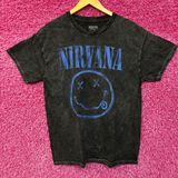 Nirvana Never Mind Smiley Face Grunge Mineral wash Tshirt size Large Photo 0