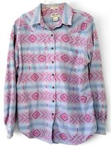 Ariat Light Blue & Pink Aztec Button-Front Shirt size L Western Serape Rodeo Photo 0
