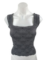 Free People Love Letter Black floral Knit Sleeveless Cami Crop Tank Top Sz XS/S Photo 0