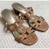kelly and katie Women's cork textured twisted block heel Slip On sandals Size‎ 8 Photo 0