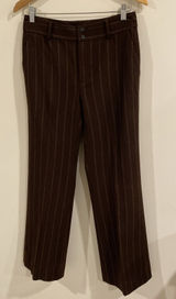 Lauren Ralph Lauren Polo Womens Brown Tan Pinstripe Wool Pants sz 4 Classic Photo 0