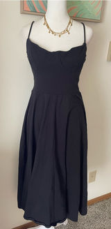 Reformation Serene Knit Organic Cotton Blend Midi Dress in Black Size Medium Photo 0