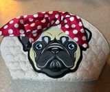 Betsey Johnson Pug Bow Polka Dot Rockabilly Pinup Heart Cosmetic Makeup Bag Dog Photo 0