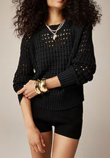 J. Crew Womens Black Pointelle Open Knit Sweater Small Bz498 Photo 0