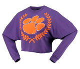 Womens Clemson Tigers Laurels Crop‎ Long Sleeve T-Shirt Spirit Jersey Sz SMALL Photo 0
