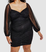 B Darlin Black bodycon homecoming dress with sleeves Photo 0