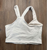 Alo Yoga Womens Asymmetrical Double Strap V-Neck Cropped Tank Top Bone White M Photo 0