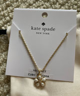 NEW kate spade Gold Flower Pendant Necklace Cubic Circonia with Cream Pouch NWT Photo 0