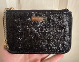 Kate Spade Black Glitter Keychain Coin Pouch Wallet Photo 0