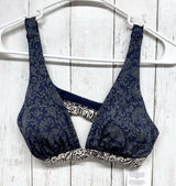 New Athleta Swim Women Size XS Blue Cream Paisley‎ Aqualuxe Batik Bikini Top Photo 0