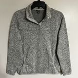 Eddie‎ Bauer Womens Gray Marl Sweater Fleece Snap Mock Neck Pullover Small Photo 0