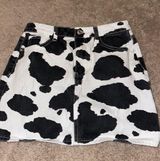 Cute Black And White Print Jean Skirt Photo 0
