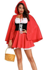 Women's SAMLL Little Red Riding Hood Halloween Costume Cosplay Story Outfit Photo 0