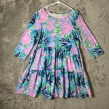 Lilly Pulitzer 3/4 Sleeve Beach Bash Geanna Dress Swing Flounced Hem LG Coastal Photo 0