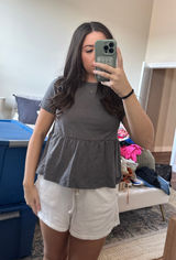 Grey Peplum Top Shein Photo 0