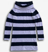 Unbranded Grey Black Striped Cowl Neck Sweater Dress Longline Tunic Top Womens Photo 0